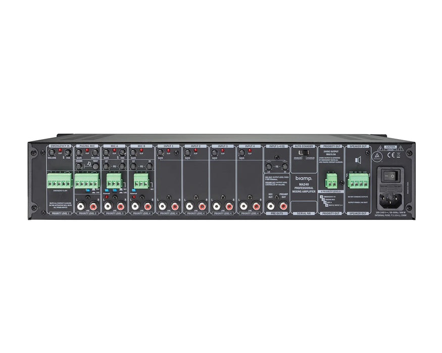 Biamp MA240 240W Rack-Mount Mixer Amplifier 100V & 4 Ohm