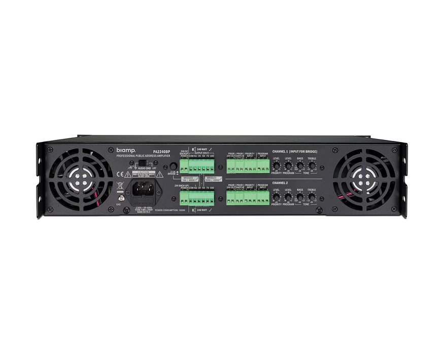 Biamp PA2240BP 2-Channel 480W Bridgeable Power Amplifier 100V / 4Ω / 8Ω