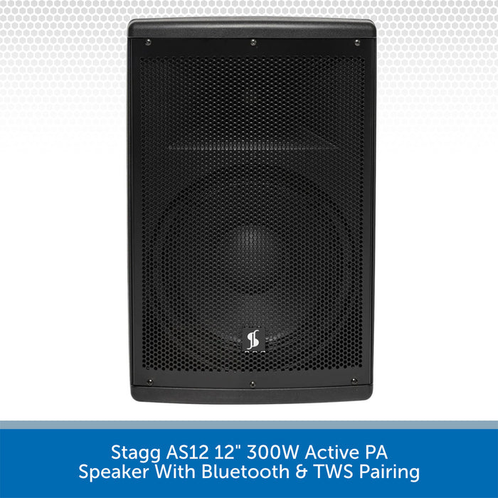 Stagg AS12 12" 300W Active PA Speaker With Bluetooth & TWS Pairing