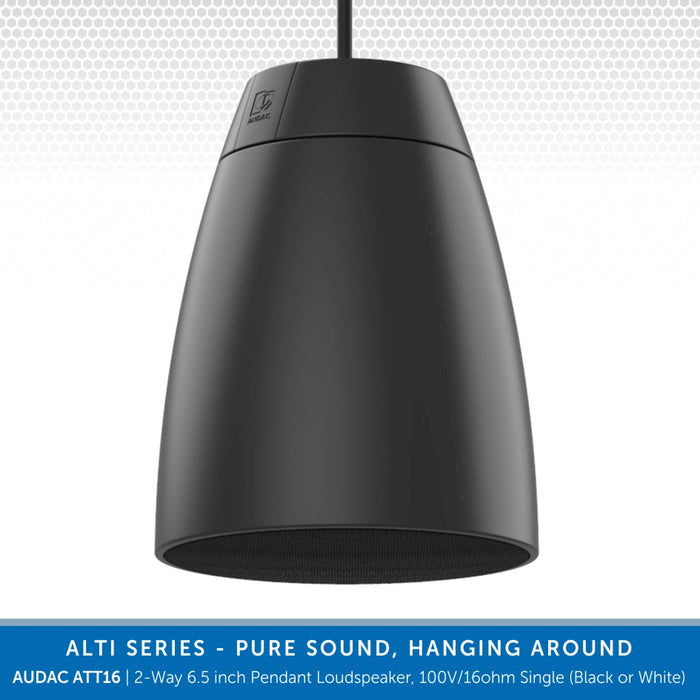AUDAC ALTI6 2-Way 6.5 inch Pendant Loudspeaker, 100V/16 Ohm, Single (Black or White)
