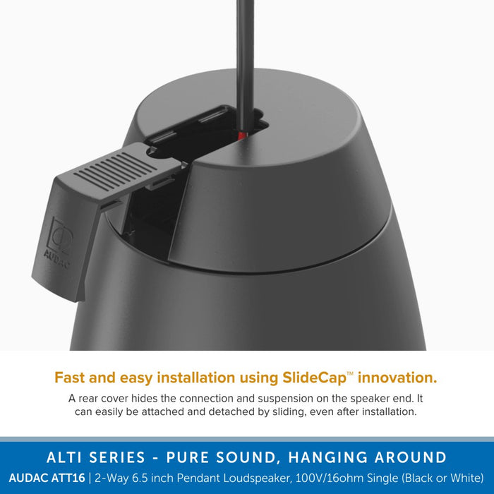 AUDAC ALTI6 2-Way 6.5 inch Pendant Loudspeaker, 100V/16 Ohm, Single (Black or White)