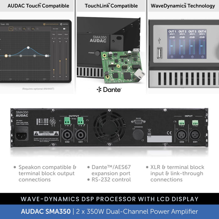 AUDAC SMA350 - WaveDynamics™ 2 x 350W Dual-Channel Power Amplifier 4-8 Ohms