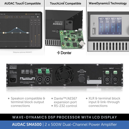 AUDAC SMA500 - WaveDynamics™ 2 x 500W Dual-Channel Power Amplifier 4-8 Ohms