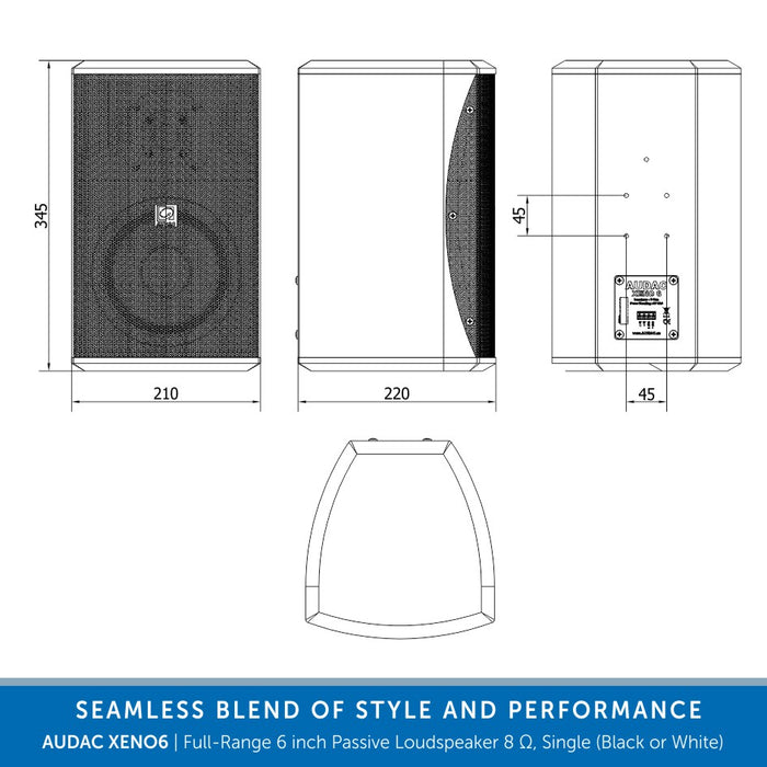 AUDAC XENO6 Full-Range 6 inch Passive Loudspeaker 8 Ω, Single (Black or White)