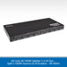 AV:Link 4K HDMI splitter 1 in 8 out, shown from a three-quarters angle on a white background with a gray patterned header and a blue text banner at the bottom.