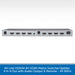 AV:Link HDX44 4K HDMI Matrix Switcher/Splitter shown horizontally on a white background with a gray patterned header and a blue text banner at the bottom describing its 4-in-4 out audio output and remote control.