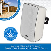 Adastra LX5T-W 5.25" IP66 Rated Outdoor Wall Speaker, White, 100V / 8 Ohms