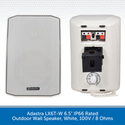 Adastra LX6T-W 6.5" IP66 Rated Outdoor Wall Speaker, White, 100V / 8 Ohms