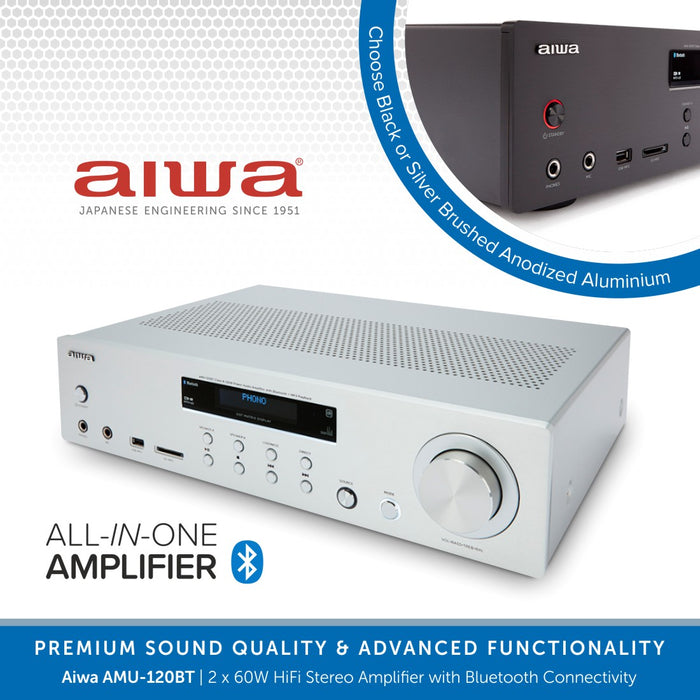 Amplificatore AIWA AMU-120BT - Ricevitore AV Con Bluetooth 5.0, USB, SD Card E 120W Di Potenza - Foto 8