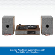 Crosley Aria Shelf System Bluetooth Turntable with Speakers