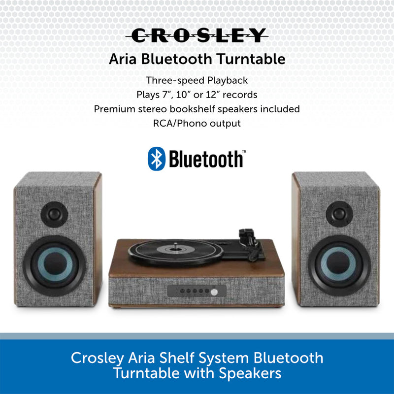 Crosley Aria Shelf System Bluetooth Turntable with Speakers