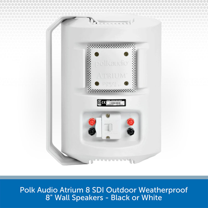 Polk Audio Atrium8 SDI Outdoor Weatherproof 8 inch Wall Mount Speaker (Single) - Black or White