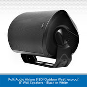 Polk Audio Atrium8 SDI Outdoor Weatherproof 8 inch Wall Mount Speaker (Single) - Black or White