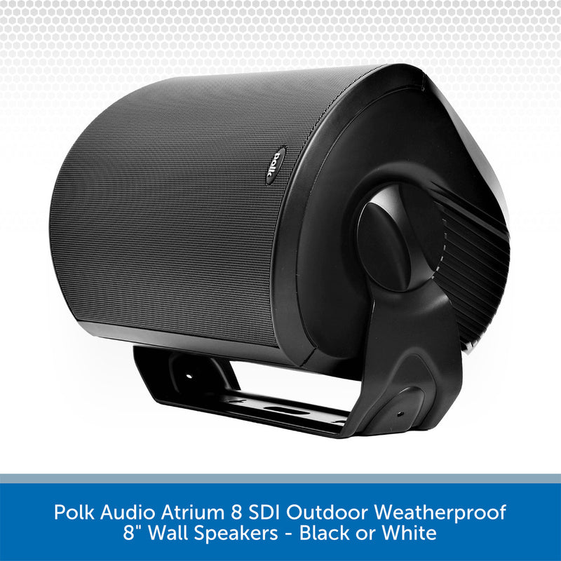 Polk Audio Atrium8 SDI Outdoor Weatherproof 8 inch Wall Mount Speaker (Single) - Black or White