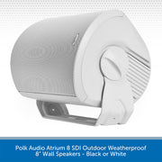 Polk Audio Atrium8 SDI Outdoor Weatherproof 8 inch Wall Mount Speaker (Single) - Black or White
