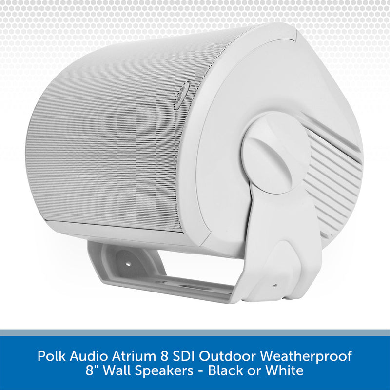 Polk Audio Atrium8 SDI Outdoor Weatherproof 8 inch Wall Mount Speaker (Single) - Black or White