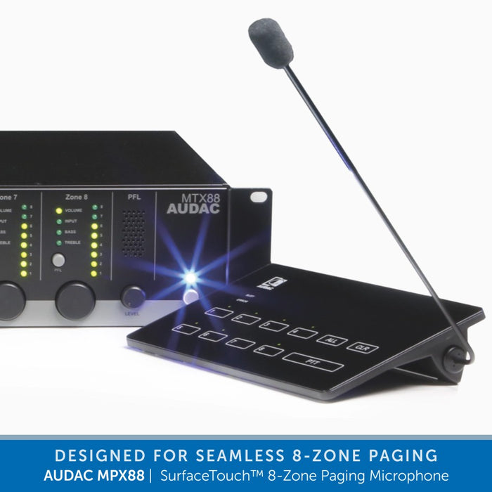Audac MPX88 SurfaceTouch™ 8-Zone Paging Microphone