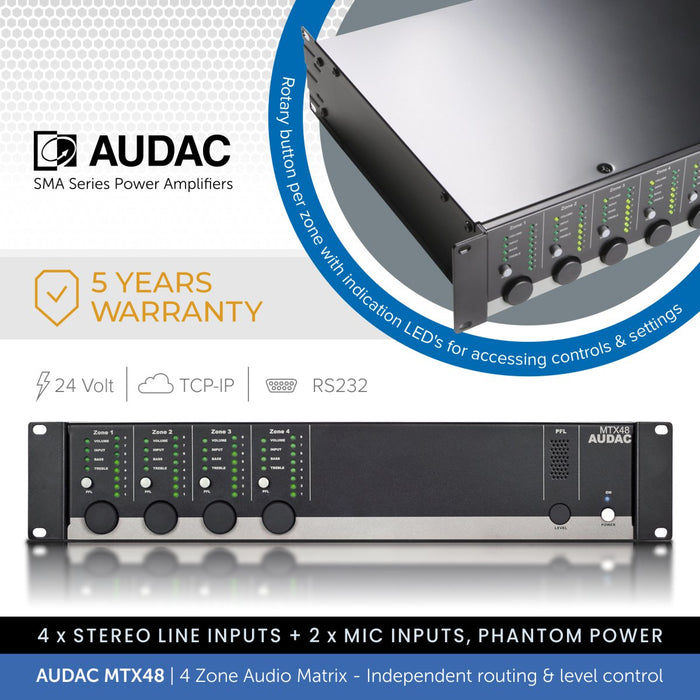 Audac MTX48 4-Zone Audio Matrix