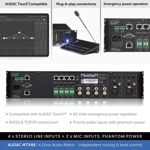 Audac MTX48 4-Zone Audio Matrix
