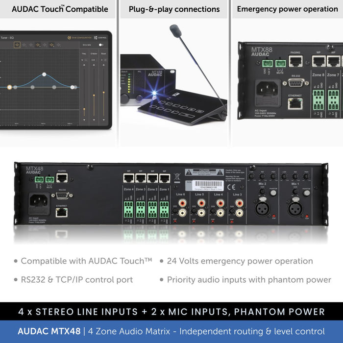Audac MTX48 4-Zone Audio Matrix