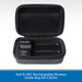An open black zippered hard carrying case containing a black NuX B-5RC wireless guitar bug set, shown on a white background with a blue text banner at the bottom.