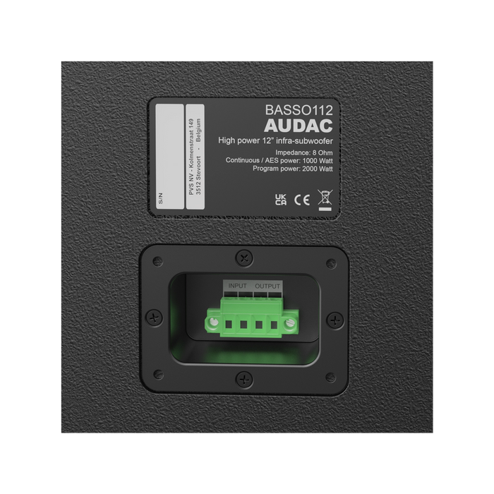 Audac BASSO112 12" 2000W High-Power Infra-Subwoofer 8 Ohm