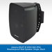 Black weatherproof wall speaker with Metra logo on a white background
