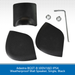 Black weatherproof wall speaker components with mounting hardware on a white background
