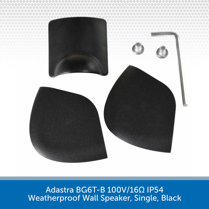 Adastra BG6T-B weatherproof wall speaker components on a white background