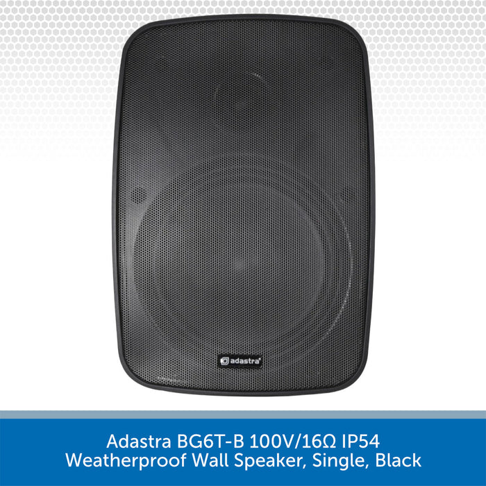 Black weatherproof wall speaker with Adastra logo on a white background
