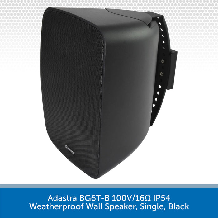 Black weatherproof wall speaker with Adastra branding on a white background