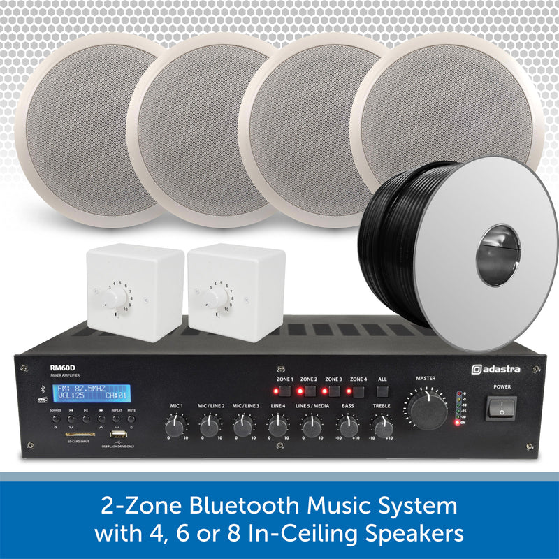 2-Zone Bluetooth & DAB Music System with up to 8 Bosch In-Ceiling Speakers