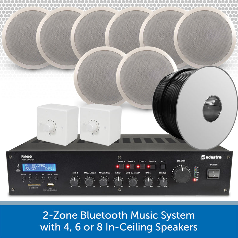 2-Zone Bluetooth & DAB Music System with up to 8 Bosch In-Ceiling Speakers