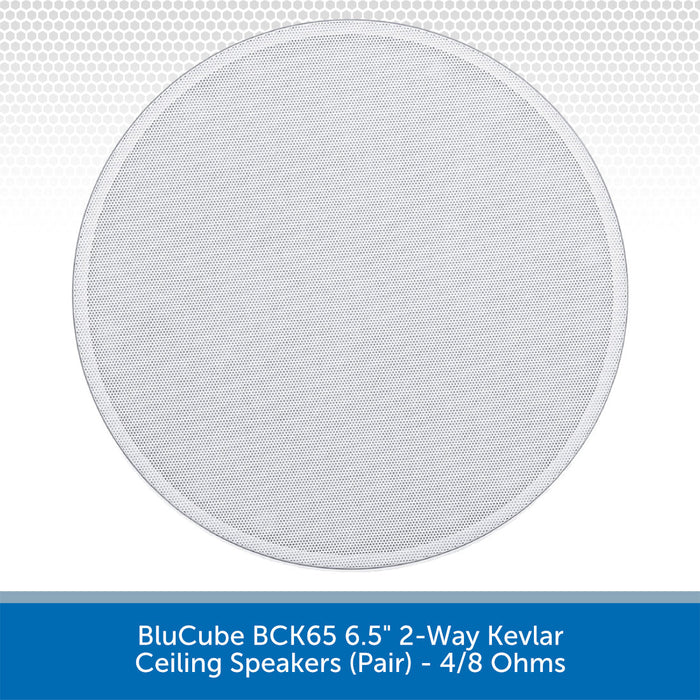 Round ceiling speaker with text indicating model and specifications on a white background