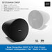 Bose DesignMax DM5P high-power pendant loudspeakers in black and white on a gray background.