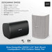 Bose DesignMax DM5C outdoor speakers with specifications on a white background