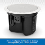 Bose FreeSpace FS2C 2.25" In-Ceiling Loudspeakers, Pair White Side