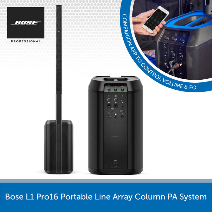 Bose L1 Pro16 Portable Line Array Column PA System with app control feature on a white background