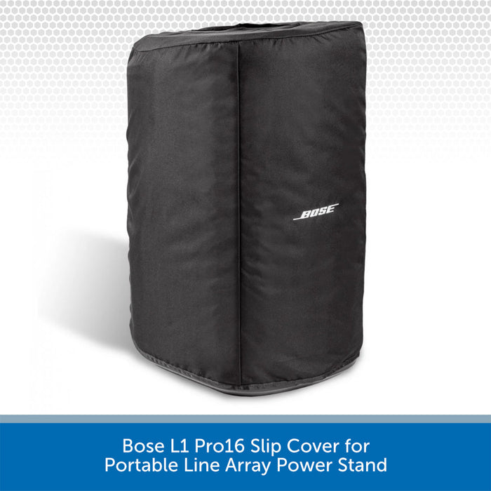Black Bose L1 Pro16 Slip Cover for Portable Line Array Power Stand on a white background