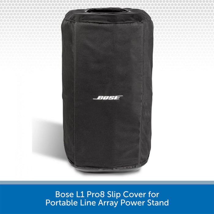 Black Bose L1 Pro8 slip cover for portable line array power stand on a white background