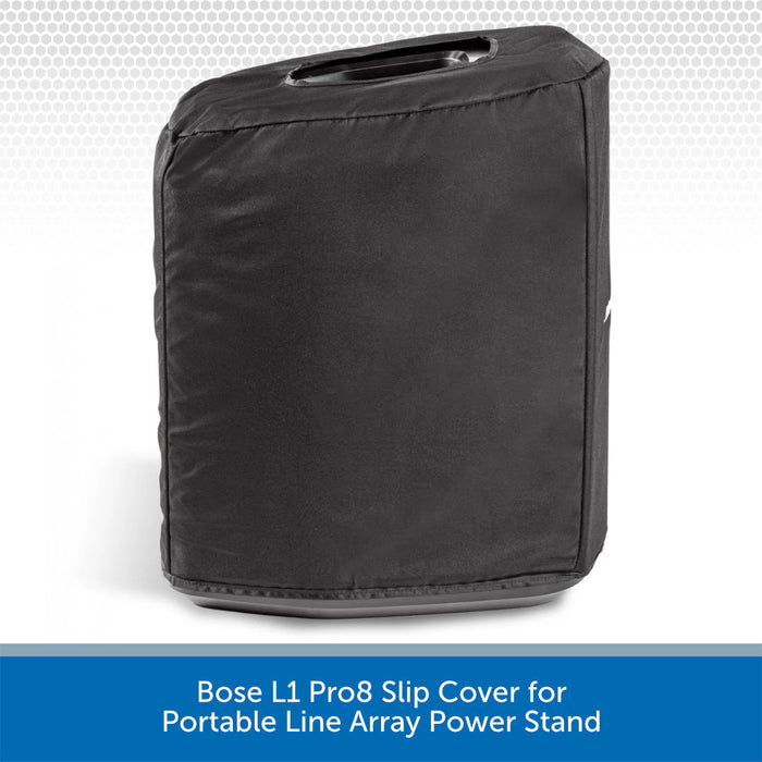 Black slip cover for Bose L1 Pro8 portable line array power stand on a white background