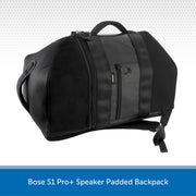 Black Bose S1 Pro+ Speaker Padded Backpack on a light gray background