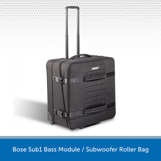 Bose Sub1 Bass Module/Subwoofer Roller Bag on a light gray background