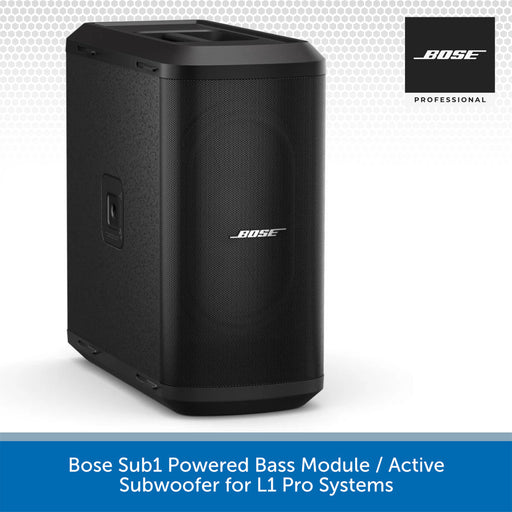 Bose Sub1 Powered Bass Module on a white background with Bose logo.