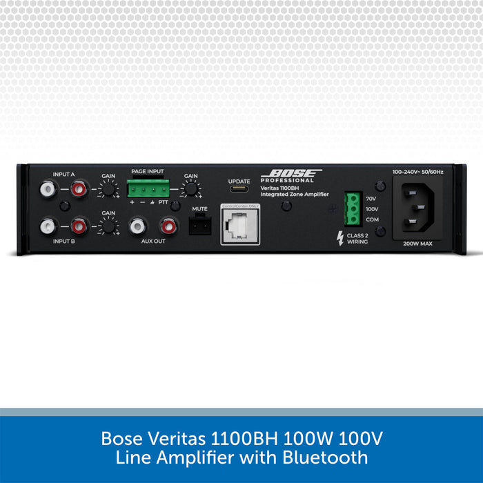 Bose Veritas 1100BH 100W 100V line amplifier with Bluetooth on a white background