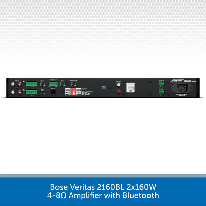 Bose Veritas 2160BL amplifier on a white background with text below.