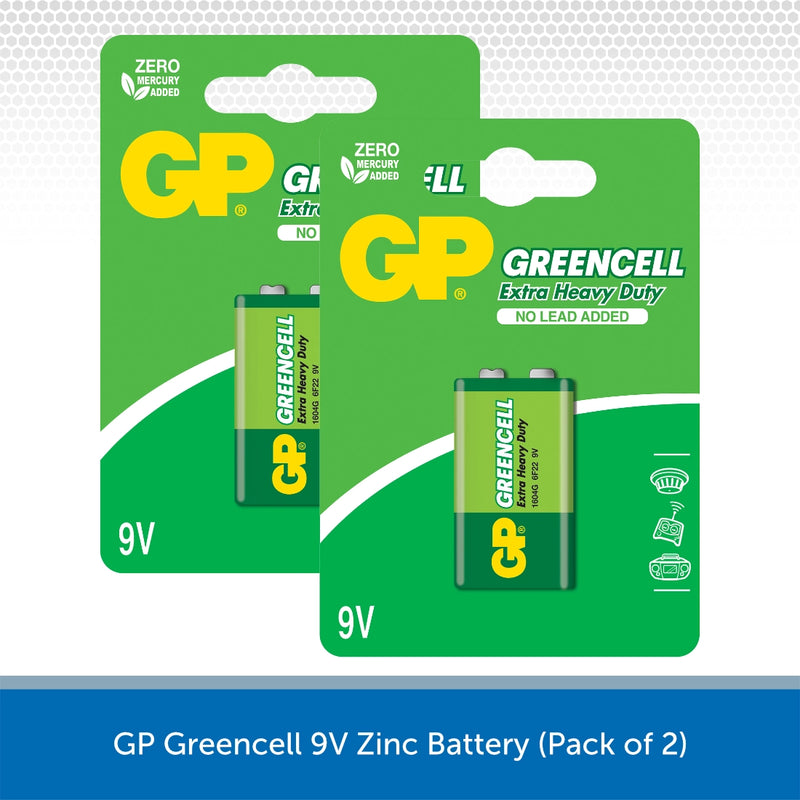 GP Greencell 9V Zinc Battery (Pack of 2)
