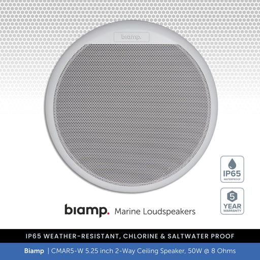 Biamp CMAR5-W 5.25" 2-Way IP65 Waterproof Ceiling Speaker, 50W @ 8 Ohms (Single)