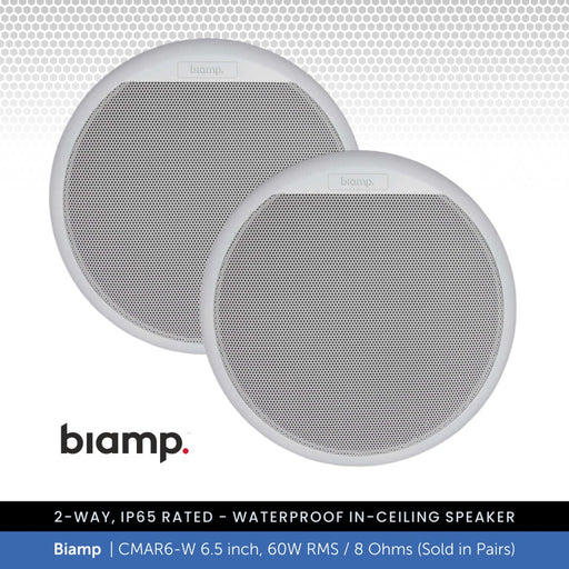 Biamp CMAR6-W 6.5" 2-Way IP65 Waterproof Ceiling Speaker, 60W @ 8 Ohms (Pair)