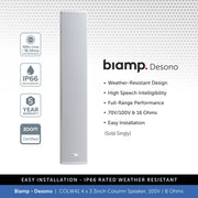 Biamp Desono COLW41 4x3.3" Column Speaker, 100V/8 Ohms, IP66 Weather Resistant (Single)